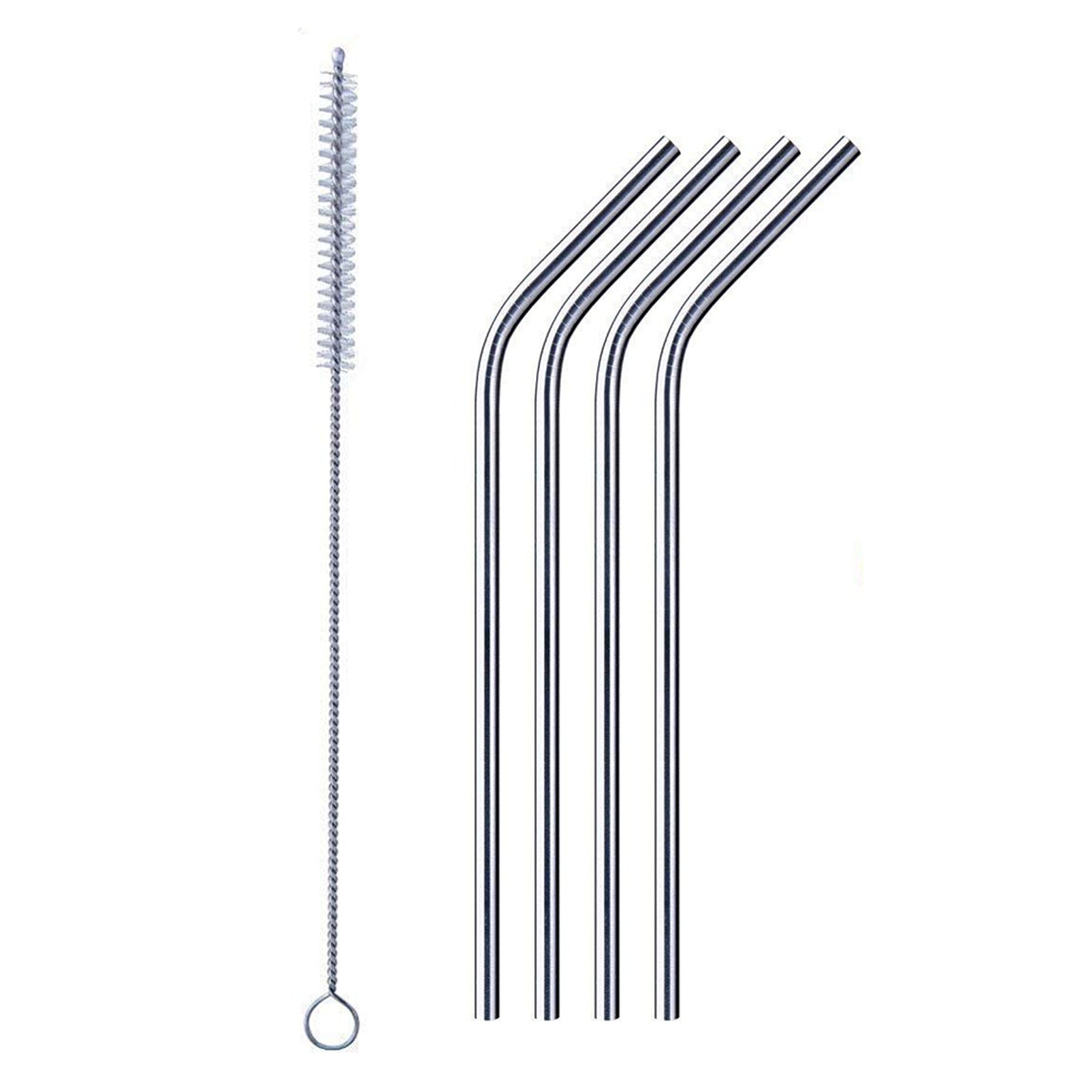 Reusable Stainless Steel Drinking Straws Bent (4 Bent Straws, 1 Brush) Reusable Stainless Steel Drinking Straws Bent (4 Bent Straws, 1 Brush)